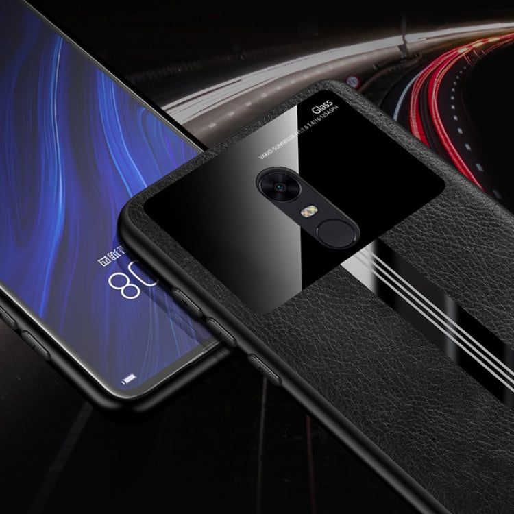 For Xiaomi Redmi 5 Plus (Redmi Note 5) Leather Texture PU + Glass + TPU Shockproof Protective Case