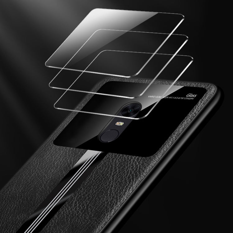 For Xiaomi Redmi 5 Plus (Redmi Note 5) Leather Texture PU + Glass + TPU Shockproof Protective Case