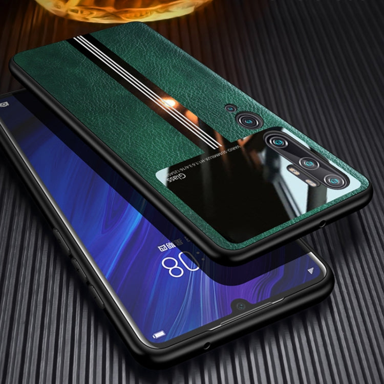 For Xiaomi Mi CC9 Pro Leather Texture PU + Glass + TPU Shockproof Protective Case