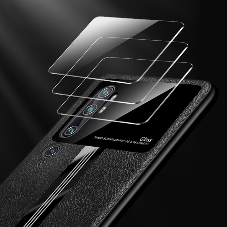 For Xiaomi Mi CC9 Pro Leather Texture PU + Glass + TPU Shockproof Protective Case