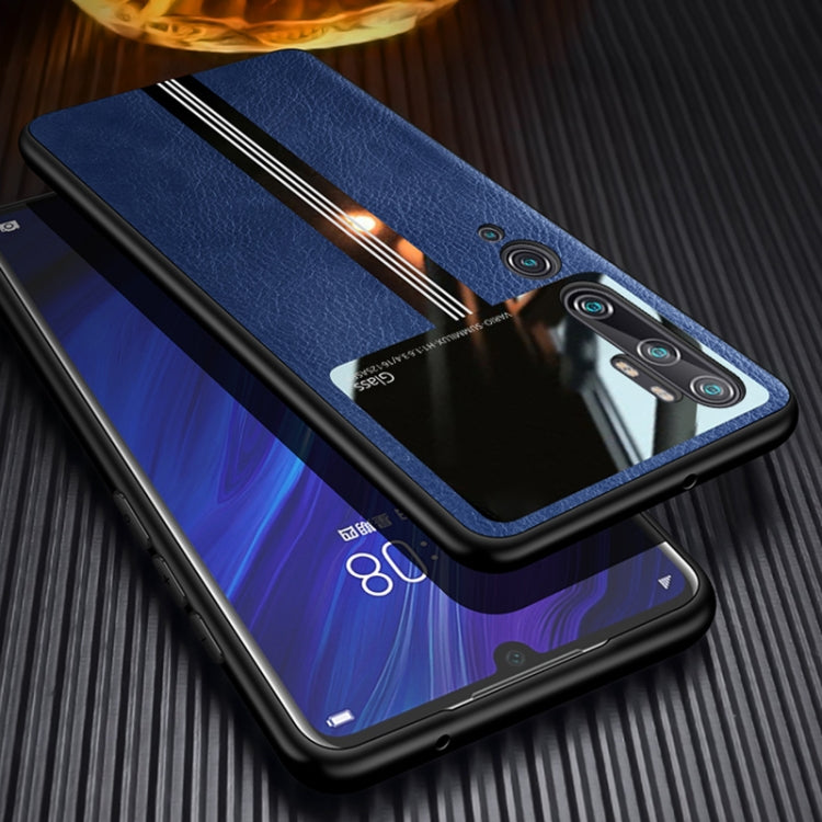 For Xiaomi Mi CC9 Pro Leather Texture PU + Glass + TPU Shockproof Protective Case