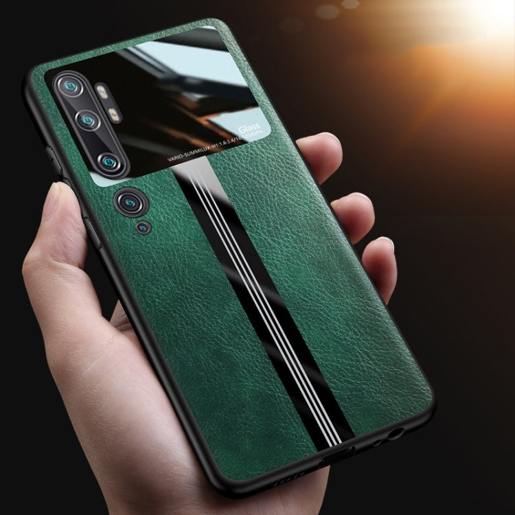 For Xiaomi Mi CC9 Pro Leather Texture PU + Glass + TPU Shockproof Protective Case