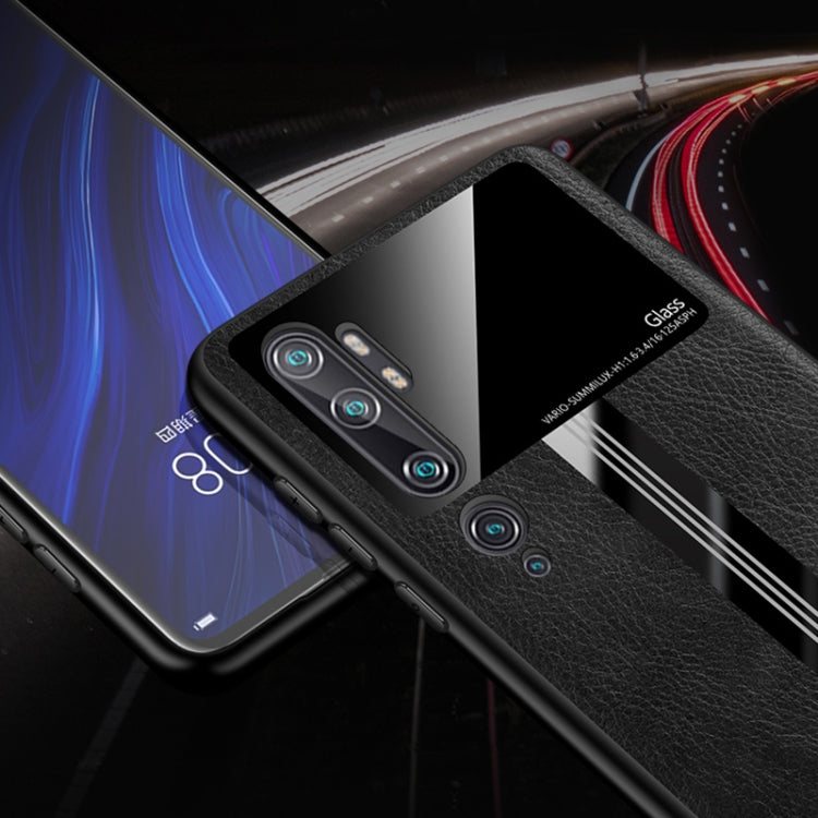 For Xiaomi Mi CC9 Pro Leather Texture PU + Glass + TPU Shockproof Protective Case