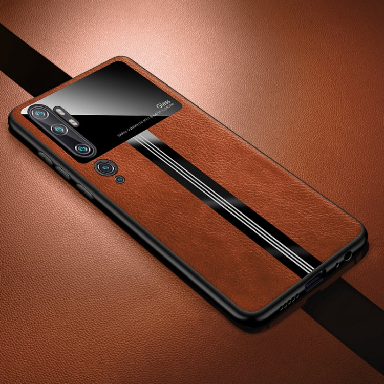 For Xiaomi Mi CC9 Pro Leather Texture PU + Glass + TPU Shockproof Protective Case