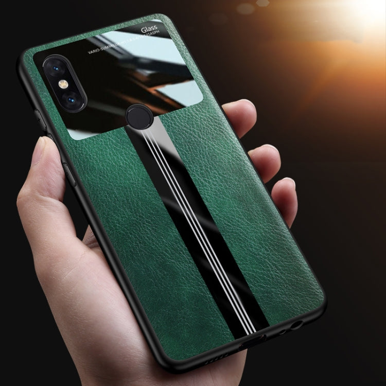 For Xiaomi Mi Mix 3 Leather Texture PU + Glass + TPU Shockproof Protective Case