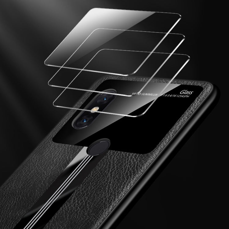 For Xiaomi Mi Mix 3 Leather Texture PU + Glass + TPU Shockproof Protective Case