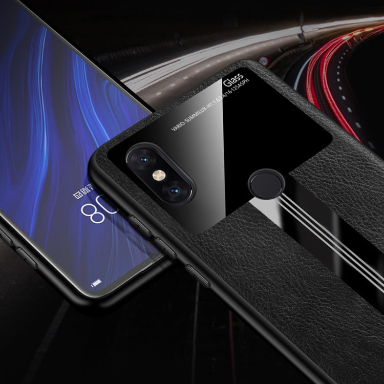 For Xiaomi Mi Mix 3 Leather Texture PU + Glass + TPU Shockproof Protective Case