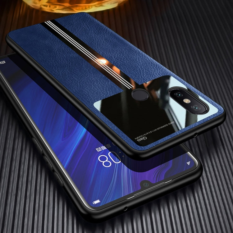 For Xiaomi Mi 6X / Mi A2 Leather Texture PU + Glass + TPU Shockproof Protective Case