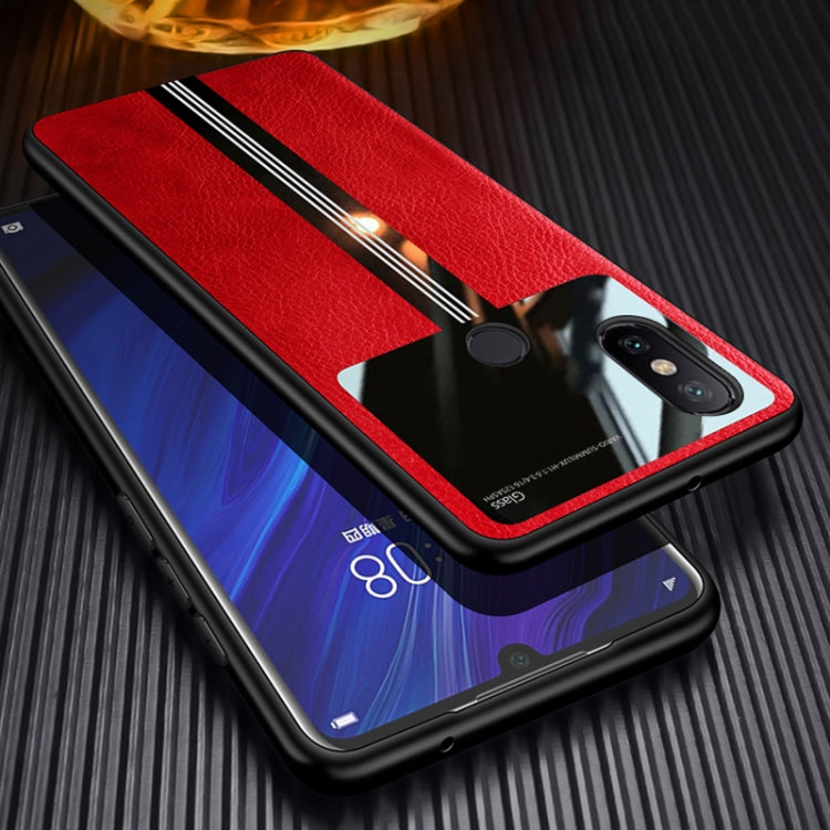 For Xiaomi Mi 6X / Mi A2 Leather Texture PU + Glass + TPU Shockproof Protective Case