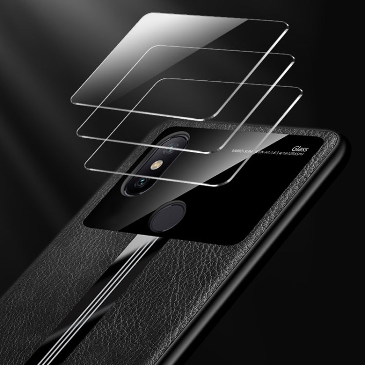 For Xiaomi Mi 6X / Mi A2 Leather Texture PU + Glass + TPU Shockproof Protective Case