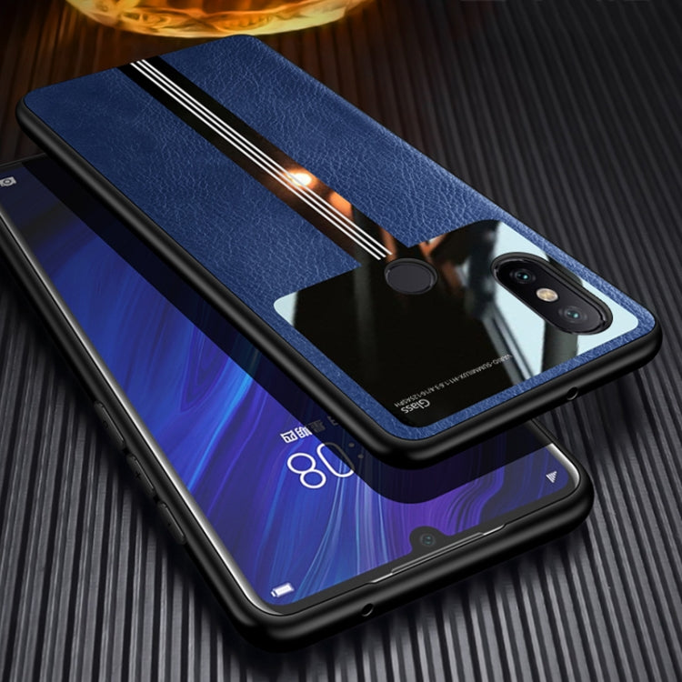 For Xiaomi Mi 8 Leather Texture PU + Glass + TPU Shockproof Protective Case