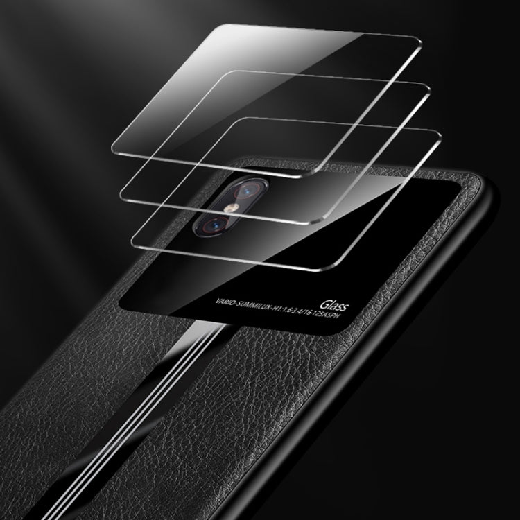 For Xiaomi Mi 8 Explorer Leather Texture PU + Glass + TPU Shockproof Protective Case