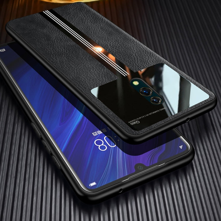 For OPPO K3 Leather Texture PU + Glass + TPU Shockproof Protective Case