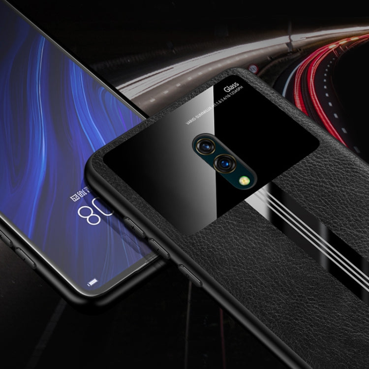 For OPPO K3 Leather Texture PU + Glass + TPU Shockproof Protective Case