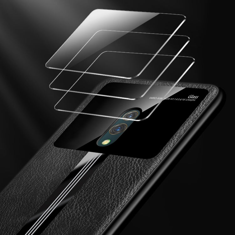 For OPPO K3 Leather Texture PU + Glass + TPU Shockproof Protective Case