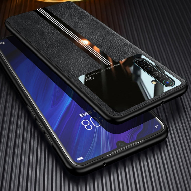 For OPPO K5 Leather Texture PU + Glass + TPU Shockproof Protective Case