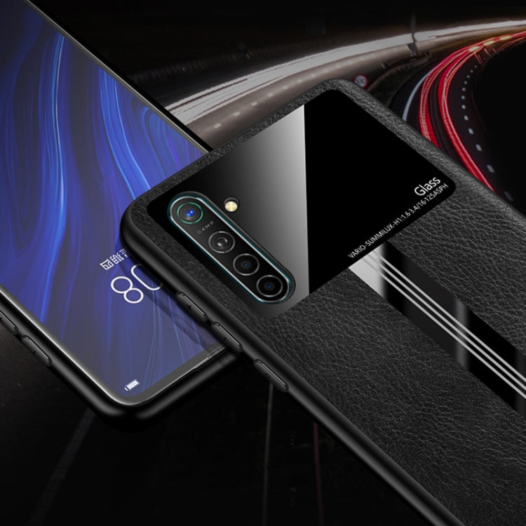 For OPPO K5 Leather Texture PU + Glass + TPU Shockproof Protective Case