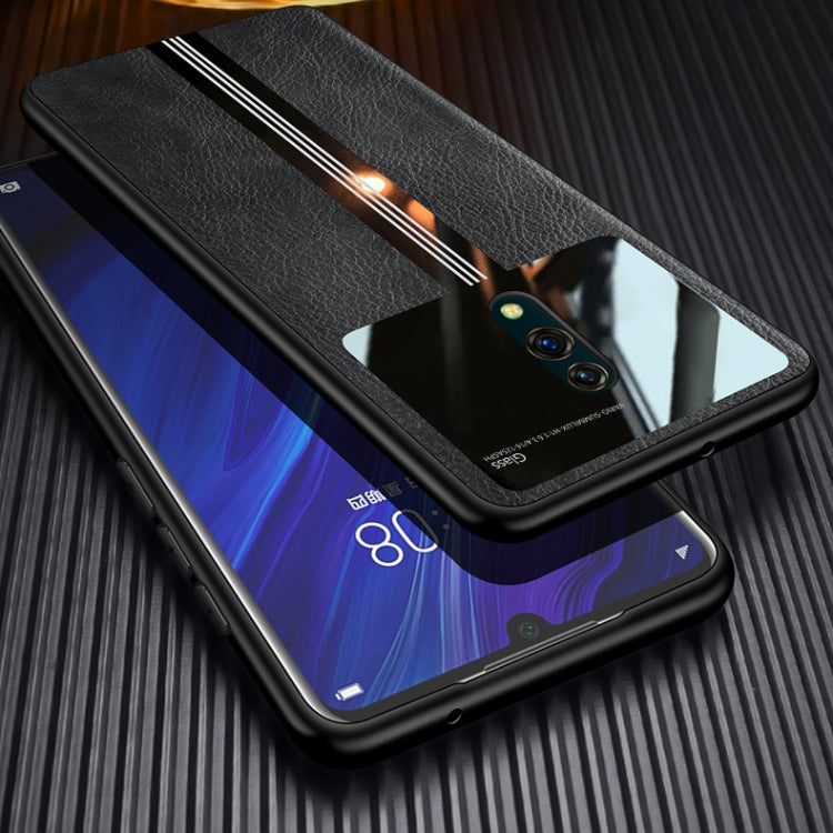 For OPPO Reno Leather Texture PU + Glass + TPU Shockproof Protective Case