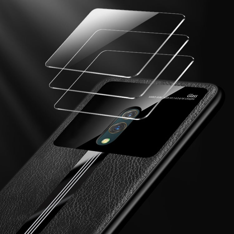 For OPPO Reno Leather Texture PU + Glass + TPU Shockproof Protective Case