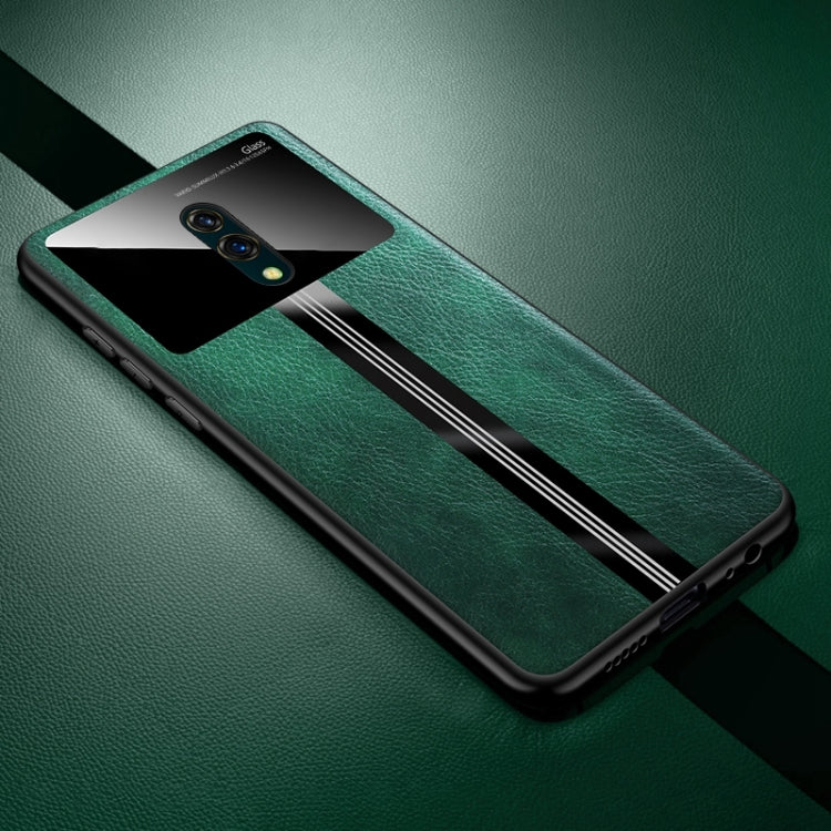 For OPPO Reno Leather Texture PU + Glass + TPU Shockproof Protective Case