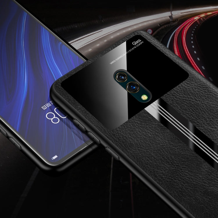 For OPPO Reno Leather Texture PU + Glass + TPU Shockproof Protective Case