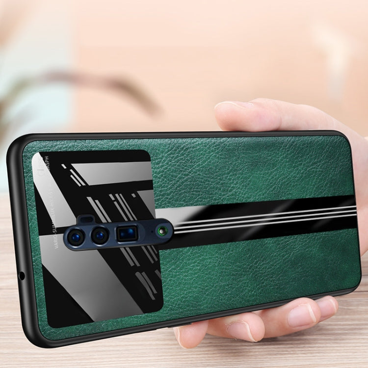 For OPPO Reno 10x zoom Leather Texture PU + Glass + TPU Shockproof Protective Case