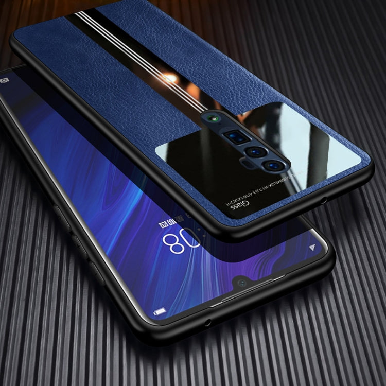 For OPPO Reno 10x zoom Leather Texture PU + Glass + TPU Shockproof Protective Case