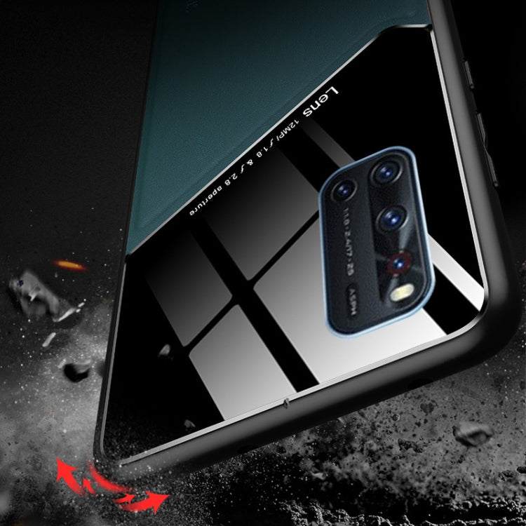 For Vivo V19 All-inclusive Leather + Organic Glass Phone Case with Metal Iron Sheet