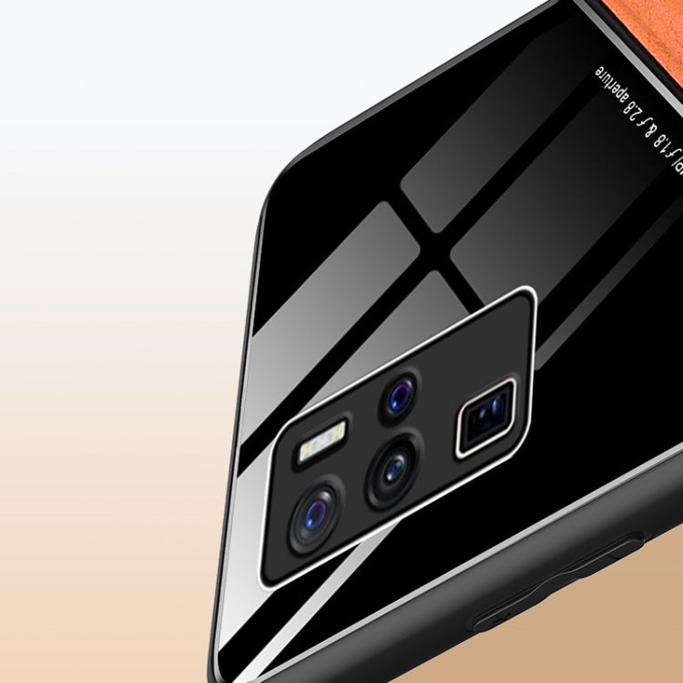 For Vivo X50 Pro+ All-inclusive Leather + Organic Glass Phone Case with Metal Iron Sheet