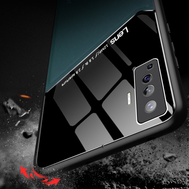 For Vivo X50 All-inclusive Leather + Organic Glass Phone Case with Metal Iron Sheet