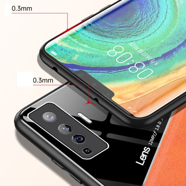 For Vivo X50 All-inclusive Leather + Organic Glass Phone Case with Metal Iron Sheet