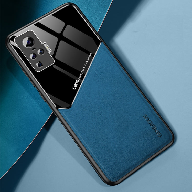 For Vivo X50 Pro All-inclusive Leather + Organic Glass Phone Case with Metal Iron Sheet