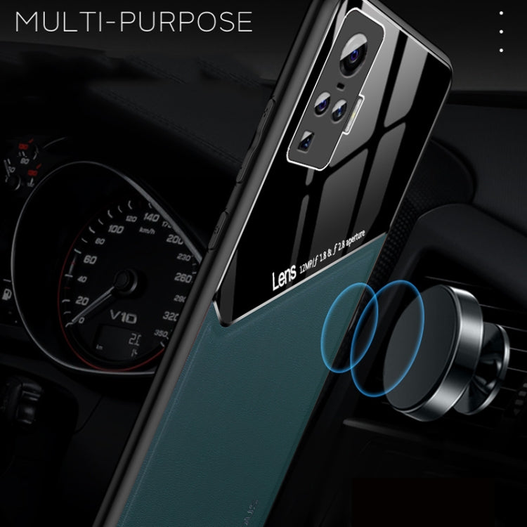 For Vivo X50 Pro All-inclusive Leather + Organic Glass Phone Case with Metal Iron Sheet