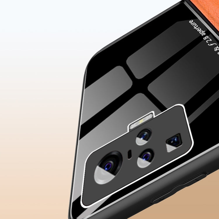 For Vivo X50 Pro All-inclusive Leather + Organic Glass Phone Case with Metal Iron Sheet