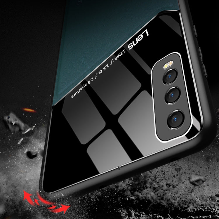 For Vivo Y70s All-inclusive Leather + Organic Glass Phone Case with Metal Iron Sheet