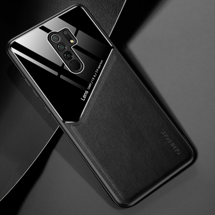 For Xiaomi Redmi 9 All-inclusive Leather + Organic Glass Phone Case with Metal Iron Sheet