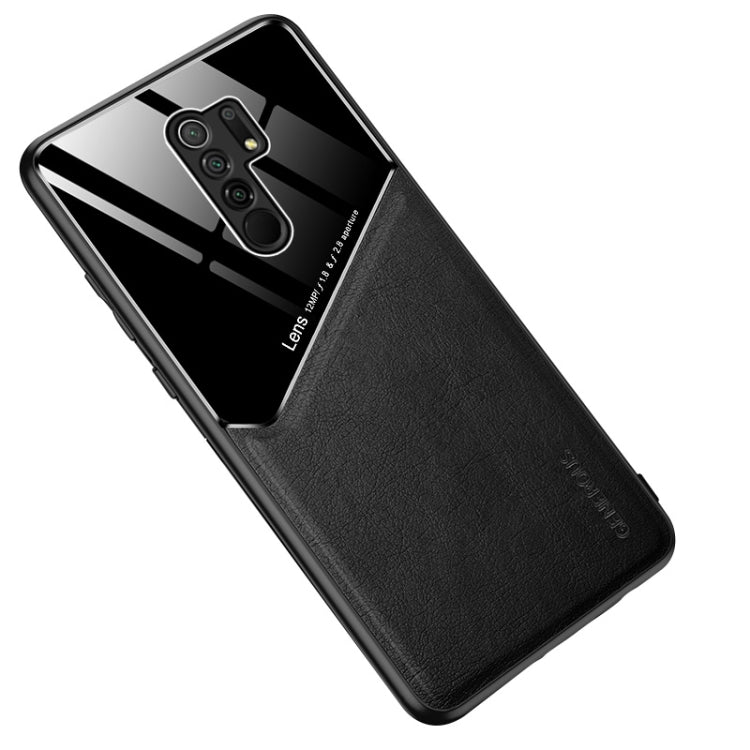 For Xiaomi Redmi 9 All-inclusive Leather + Organic Glass Phone Case with Metal Iron Sheet