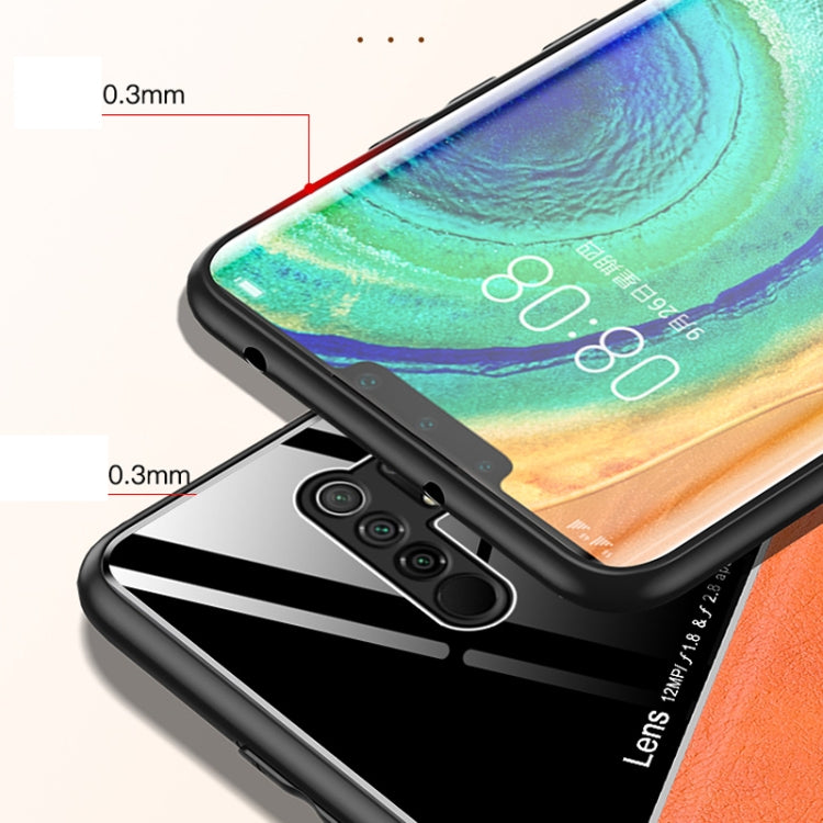 For Xiaomi Redmi 9 All-inclusive Leather + Organic Glass Phone Case with Metal Iron Sheet