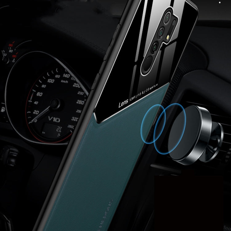 For Xiaomi Redmi 9 All-inclusive Leather + Organic Glass Phone Case with Metal Iron Sheet