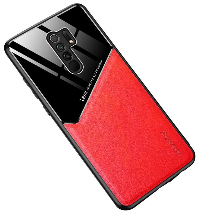 For Xiaomi Redmi 9 All-inclusive Leather + Organic Glass Phone Case with Metal Iron Sheet