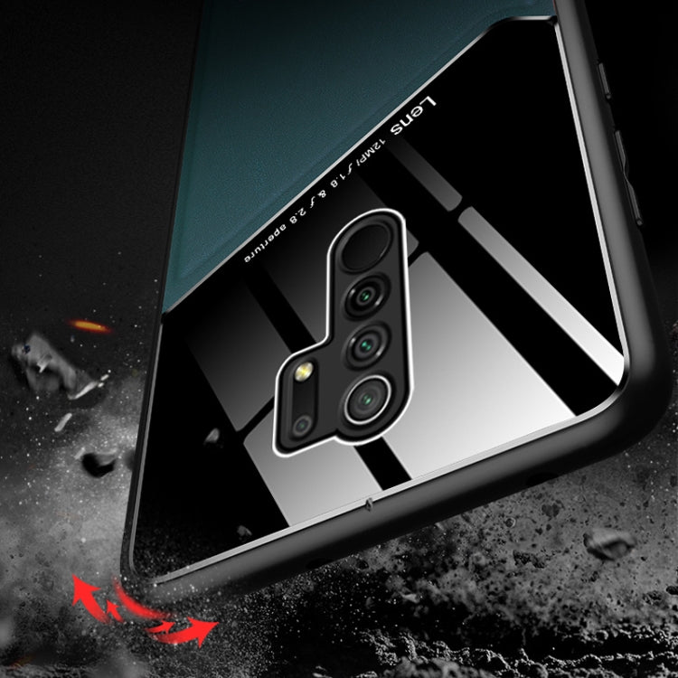 For Xiaomi Redmi 9 All-inclusive Leather + Organic Glass Phone Case with Metal Iron Sheet