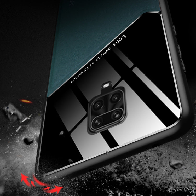 For Xiaomi Redmi Note 9s All-inclusive Leather + Organic Glass Phone Case with Metal Iron Sheet