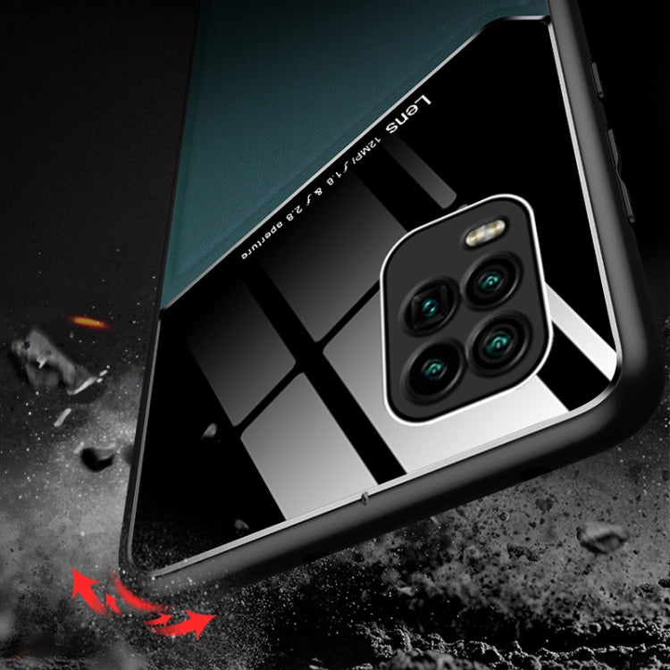 For Xiaomi Mi 10 Youth All-inclusive Leather + Organic Glass Phone Case with Metal Iron Sheet