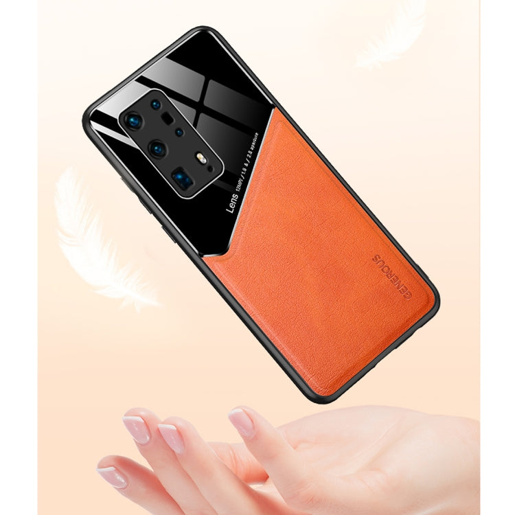 For Huawei P40 Pro+ All-inclusive Leather + Organic Glass Protective Case with Metal Iron Sheet