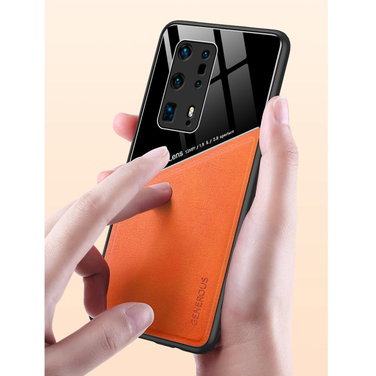 For Huawei P40 Pro+ All-inclusive Leather + Organic Glass Protective Case with Metal Iron Sheet