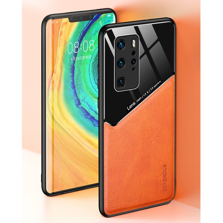 For Huawei P40 Pro All-inclusive Leather + Organic Glass Protective Case with Metal Iron Sheet