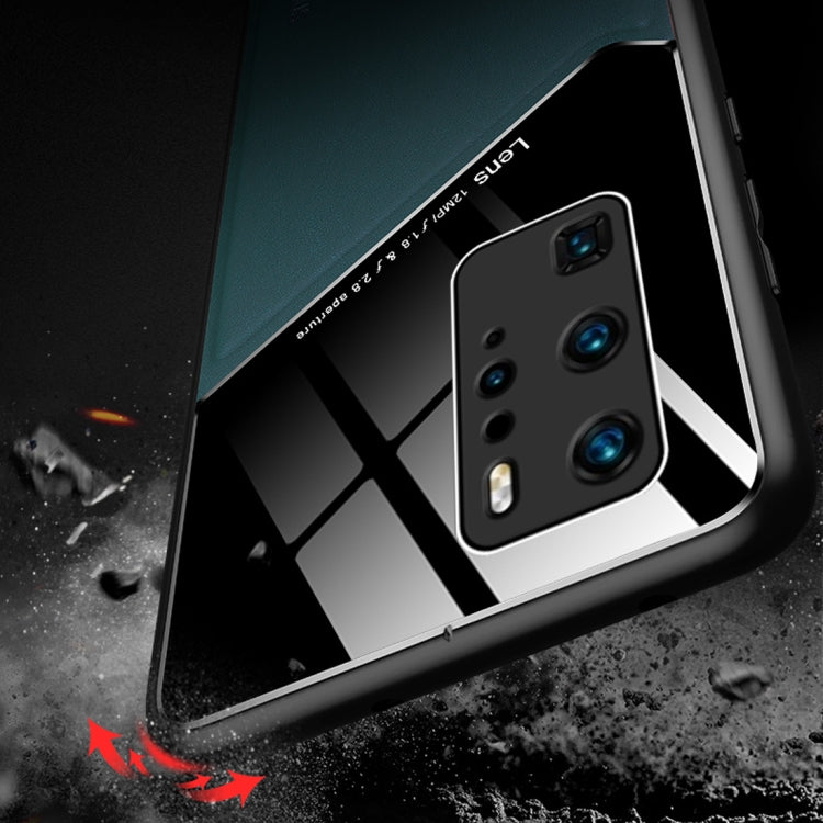 For Huawei P40 Pro All-inclusive Leather + Organic Glass Protective Case with Metal Iron Sheet