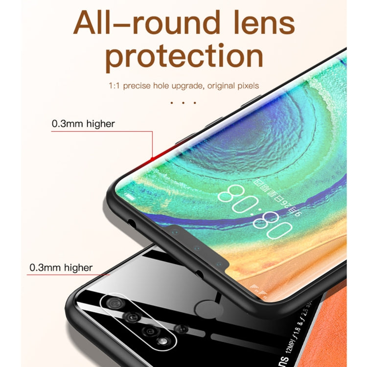 For Huawei nova 5i All-inclusive Leather + Organic Glass Protective Case with Metal Iron Sheet