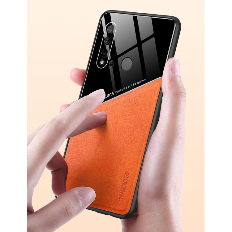 For Huawei nova 5i All-inclusive Leather + Organic Glass Protective Case with Metal Iron Sheet