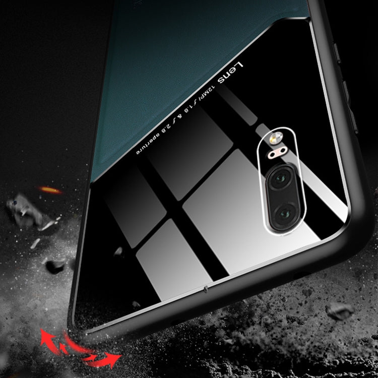 For Huawei P20 All-inclusive Leather + Organic Glass Protective Case with Metal Iron Sheet